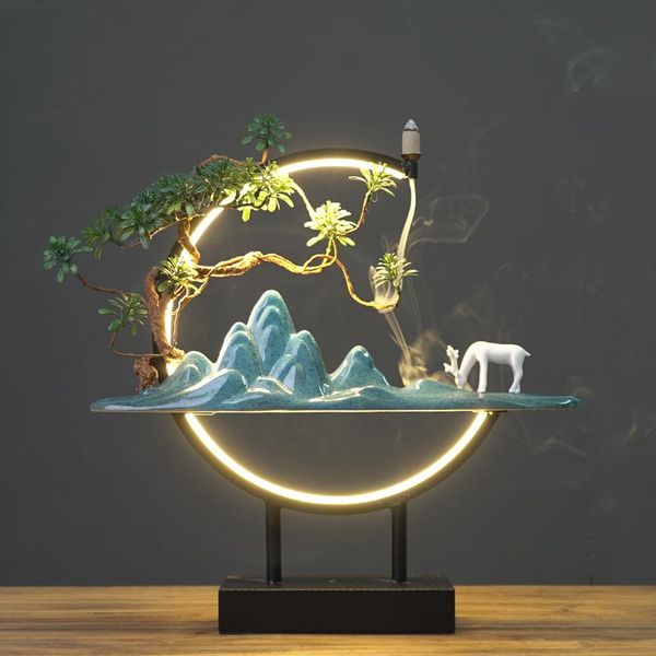 

waterfall incense burner led light ceramic backflow holder tower fragrance lamps