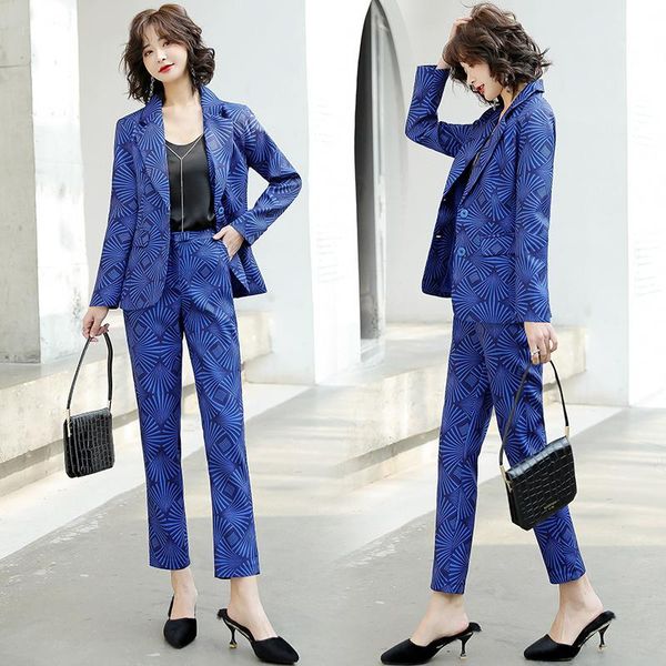 

women's two piece pants suit skirt fashion trend spring and autumn color simple, White