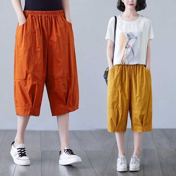 

casual tooling capris children's summer 2021 cotton thin wash women's pants, Black;white