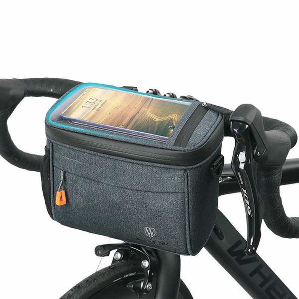 

Bike Handlebar Bag Front Frame Storage Pack with TPU Touch Screen Top for Phone Up To 6.7 Inch CB08, Blue