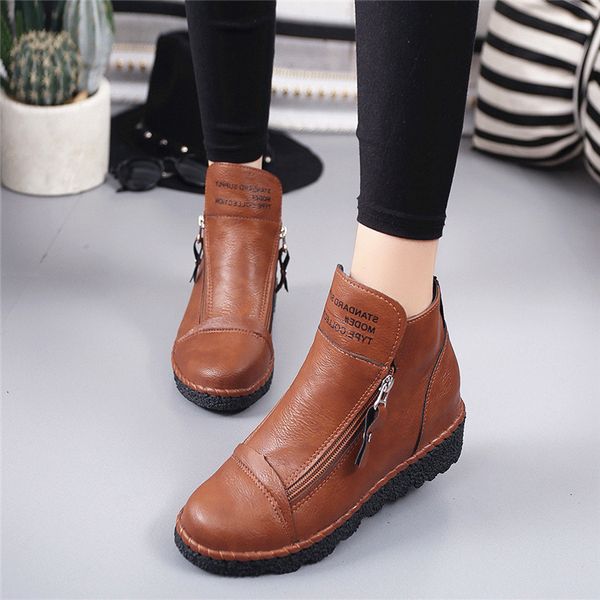 

boots women ankle plus size 35-40 length fashionable 's shoes two-color stitching antumn and winter xjsb, Black