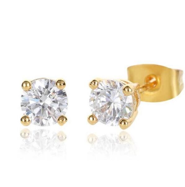 

0.60ct h/si1 stud round cut genuine diamonds 14k solid yellow gold studs earrings, Golden;silver