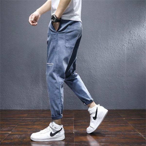 

men's jeans mens 2021 summer classic slim denim streetwear fashion pants for male casual fit jogging large size long trousers, Blue