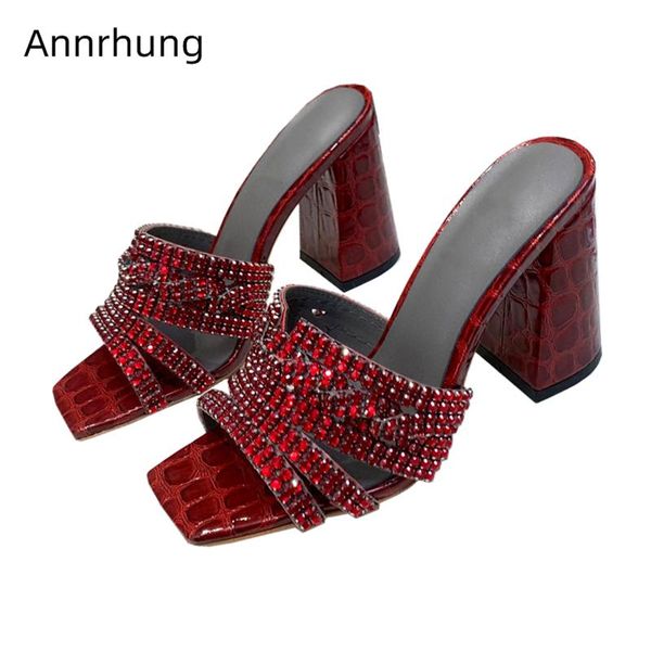 

dress shoes diamond rhinestone sandals for girls women chunky heel square open toe slingbacks real leather crystal mules summer, Black