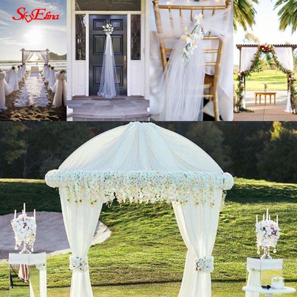 

wholesale 10m/lot 72cm wide sheer crystal organza tulle roll fabric drapes for wedding birthday party decoration 8z decorative flowers & wre