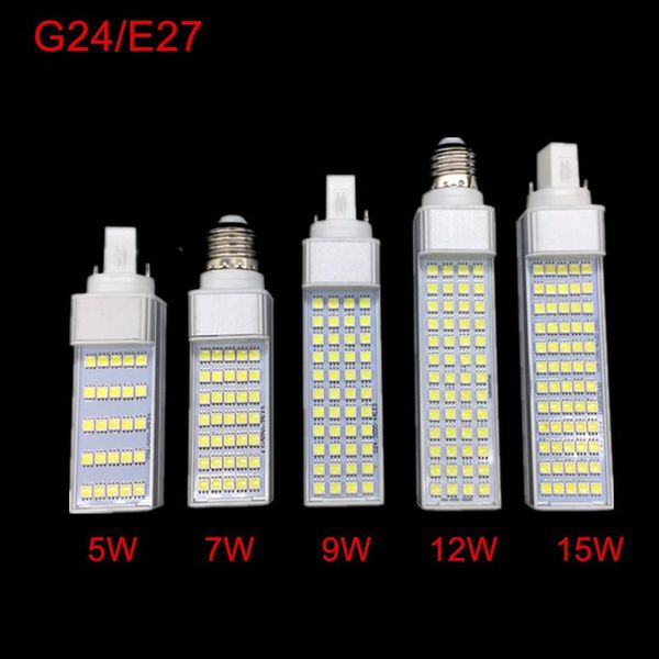 

bulbs 5w 7w 9w 12w 15w e27 g24 led corn bulb lamp light smd spotlight 180 degree ac85-265v horizontal plug spotlights