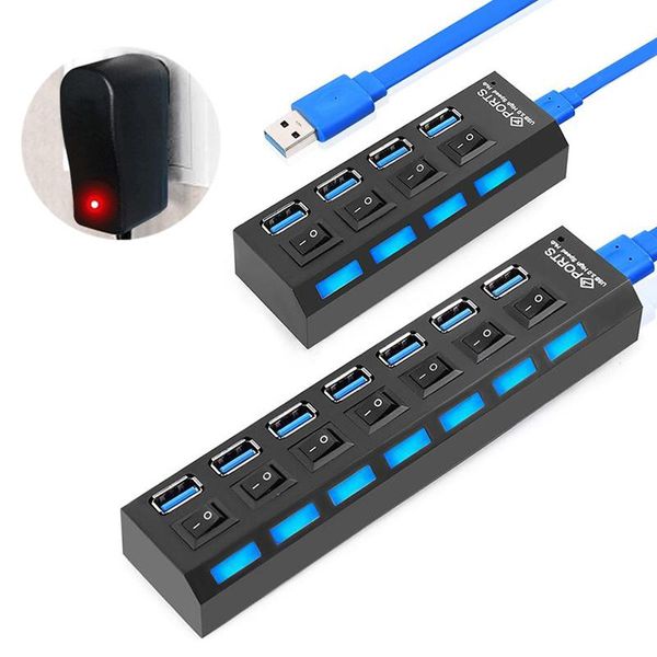 

hubs usb hub 3.0 multi splitter 2.0 hab multiple 4/7 port expander with power adapter computer accessories for pc