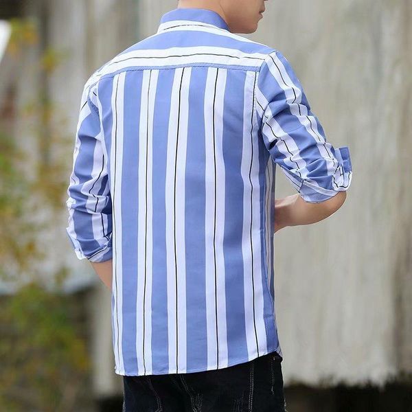 

men's casual shirts spring autumn shirt long sleeve classic striped lapel slim 100% cotton clothes jacket, White;black