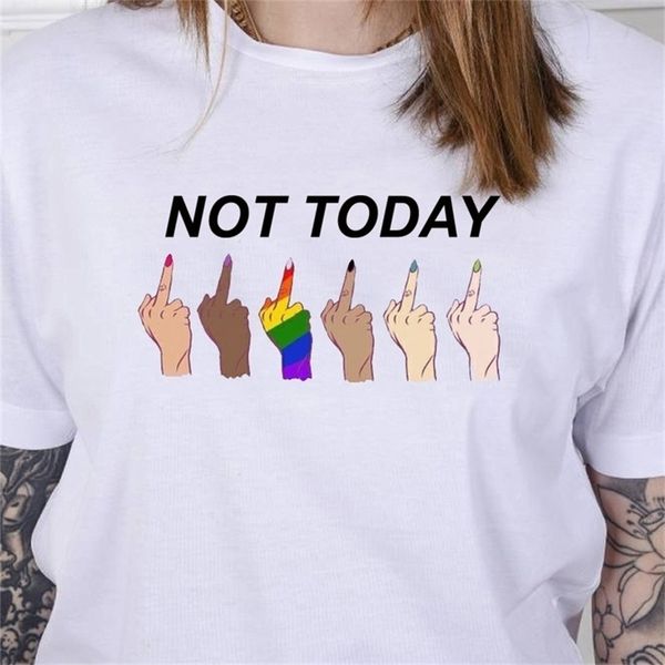 

not today women lgbt middle finger t-shirt tumblr fashion gay lesbian pride tee cotton casual hipster 210512, White