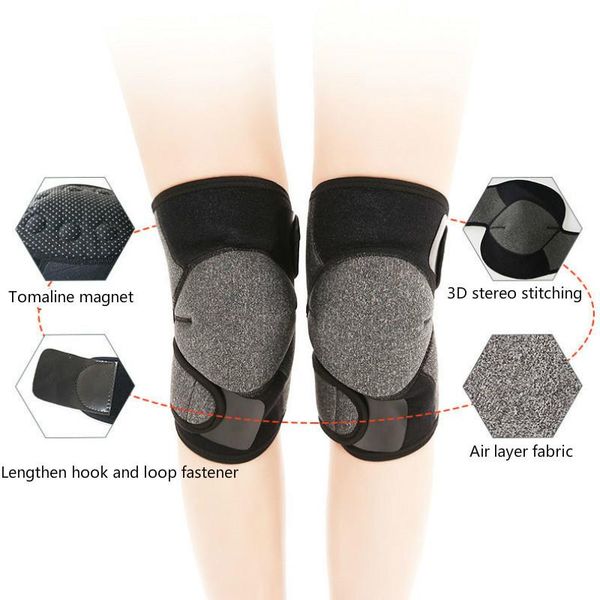 

tourmaline knee pads men women elastic kneepad patella brace pressurize support basketball running fitness protector sports elbow, Black;gray