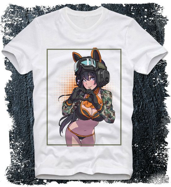 

t-shirt anime girl soldier army military qtys pinup pin-up japan manga, White;black