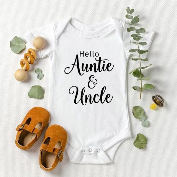 

rompers hello auntie uncle baby pregnancy anouncement bodysuit summer short sleeve jumpsuits body boys girls romper clothes, Blue