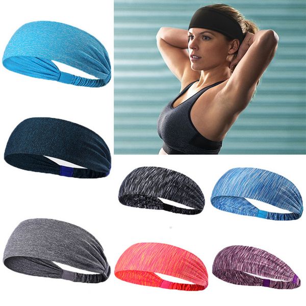 

elastic yoga sport headband running hair band turban outdoor gym sweatband sports fitness bandage fashion women/men, Silver