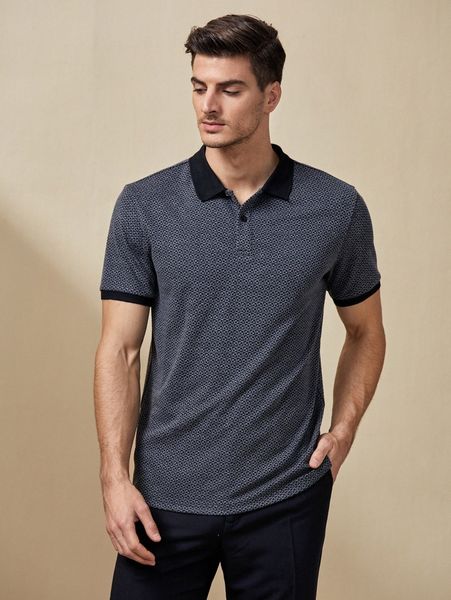 

men allover print polo shirt n2vl#, White;black