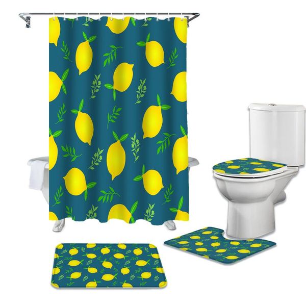

summer fruit shower curtain set carpet cover toilet bath mat waterproof bathroom curtains