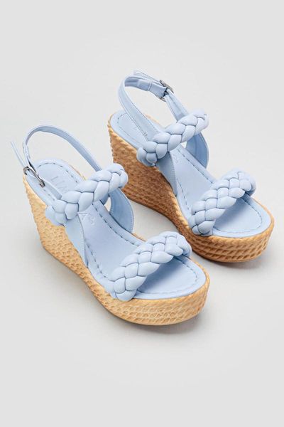 

sandals women's blue braided wedges, Black