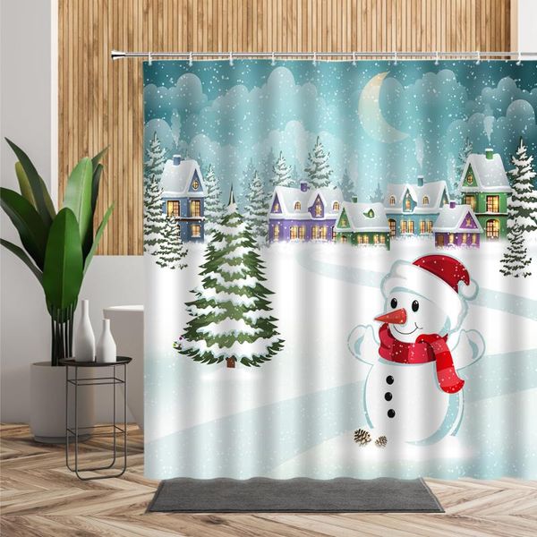

shower curtains cartoon snowman ski winter snow scene snowflake christmas decoration background bathroom bath curtain with hooks