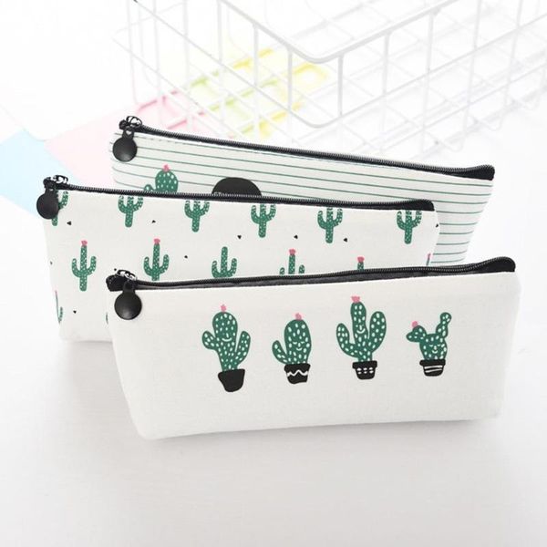 

pencil bags fabric canvas cactus case bag school pen box stationery office crayon supplies