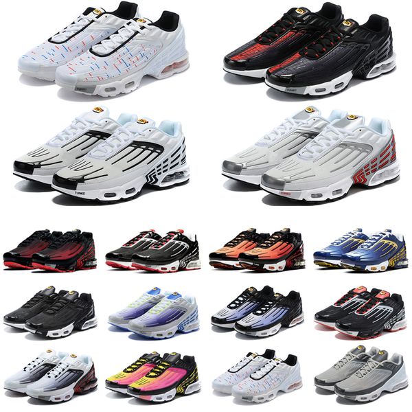 

dropshipping tn plus 3 running shoes mens trainers chaussures triple black deep royal red spider silver white bred smoke grey outdoor sports