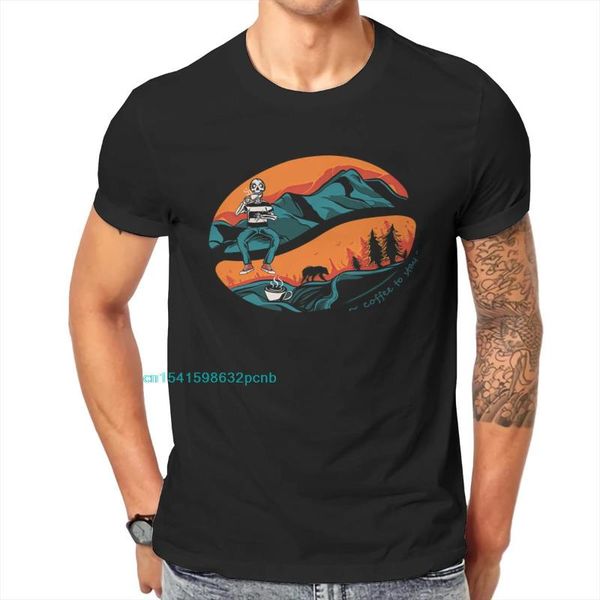 

men's t-shirts 2021 summer men's t-shirt coffee skull print fashion short sleeve harajuku oversized casual graphic, White;black