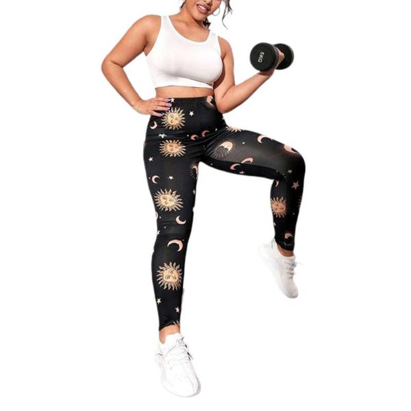

women's pants high-waist trousers milk silk cartoon sun printed leisure casual tight sportswear summer & capris, Black;white
