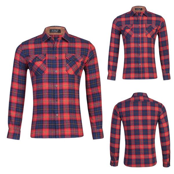 

men's casual shirts winter plaid large size thick flannel shirt long sleeved lapel comfortable warm with pockets, White;black
