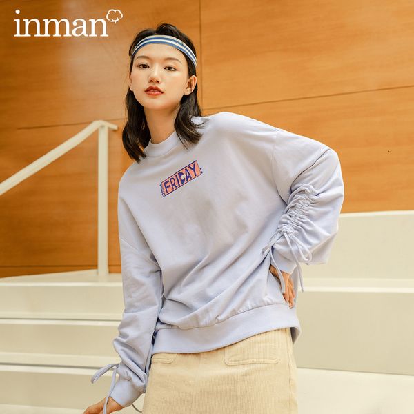 

hoodies autumn winter personality drawstring bow rib round neck pullover long sleeve women sweatshirt zuj9, Black