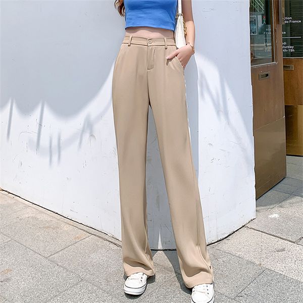 

women's pants & capris hzirip slim pants with a high waist, wide legs, casual, for summer, , feminine, loose, plus size, thin, straight, Black;white