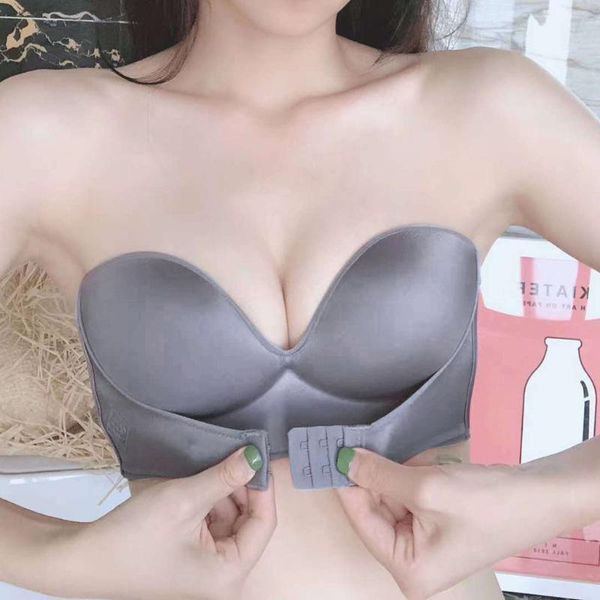 

bras women comfortable breathable strapless bra push up lingerie backless brassiere seamless underwears for wedding dress#p3, Red;black