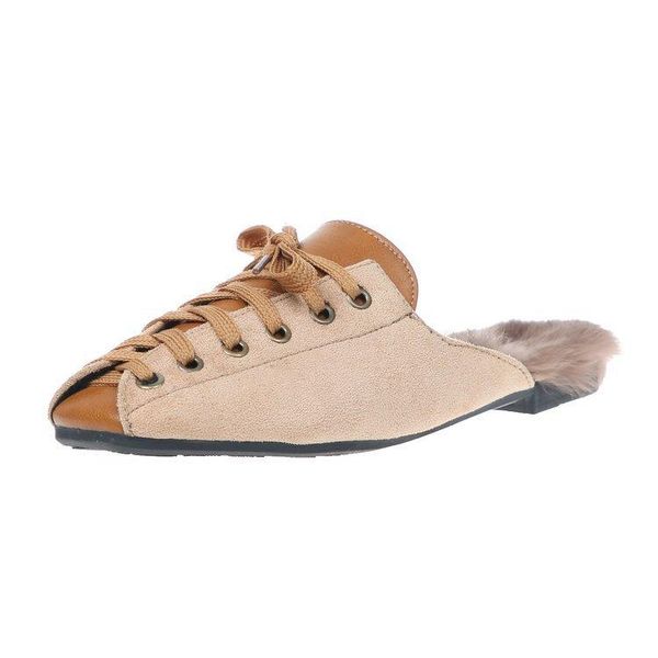 

slippers 2021 autumn women's shoes solid cross-tied cover toe casual fashion flat heels all-match 35-40, Black