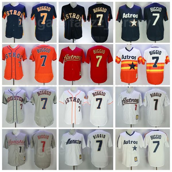 

men 1980 2006 retro baseball 7 craig biggio vintage jersey all stitched pullover cooperstown navy blue orange white grey pinstripe retire fl, Blue;black