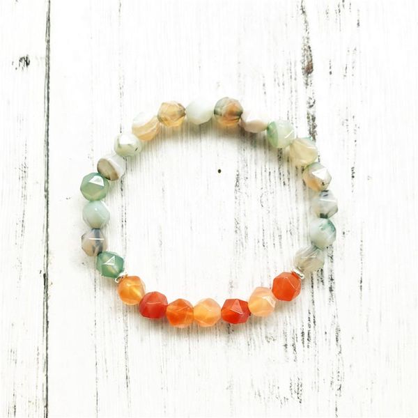 

charm bracelets personality yoga section tree stripe agatestone bracelet men's jewelry orange beads mala wrist gift, Golden;silver