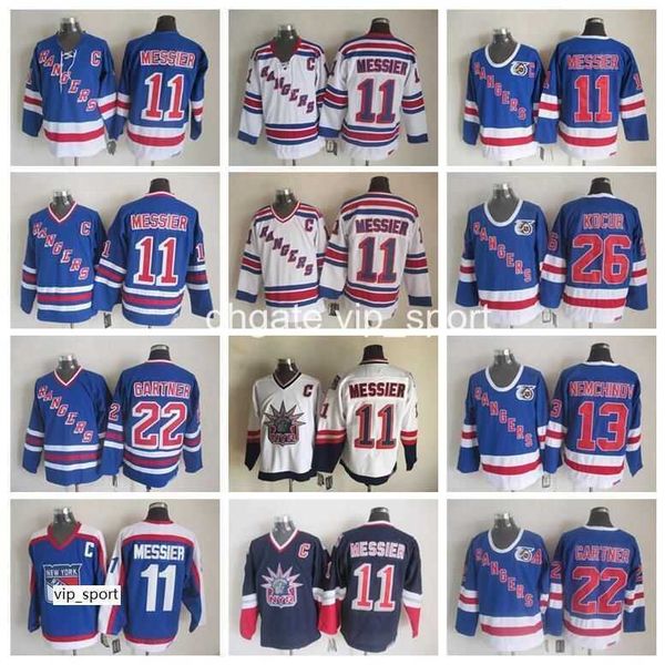 

new york rangers jerseys ice hockey men 22 mike gartner 11 mark messier 13 sergei nemchinov 26 joe kocur jersey vintage blue white, Black
