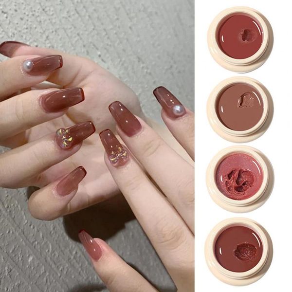 

nail gel 5 ml polish professional quick drying long lasting uv solid color no stimulation clear for manicure, Red;pink