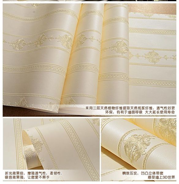 

wallpapers 3d embossed self-adhesive pressed striped non-woven wallpaper living room bedroom american modern minimalist