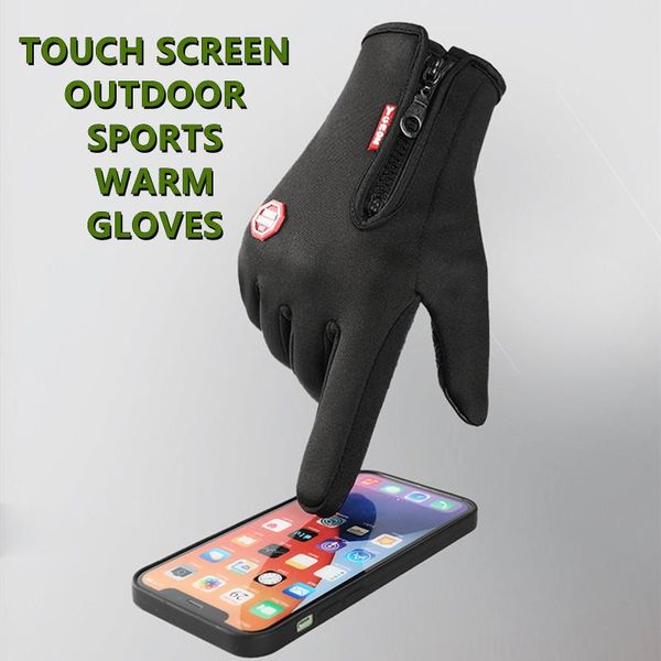 

ski gloves zipper warm men women winter outdoor cycling skiing mountaineering fishing sports anti-skid touch screen