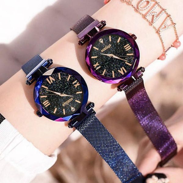 

wristwatches 2021 luxury women watch magnetic starry sky female quartz fashion ladies dresses clock relogio feminino, Slivery;brown