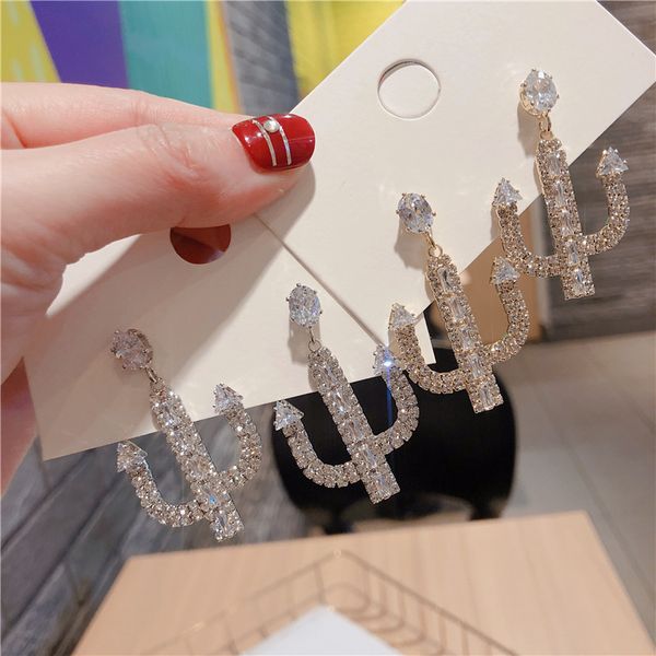 

new arriving girls silver diamond earrings gold plated designer women luxury earrings for wedding big earrings