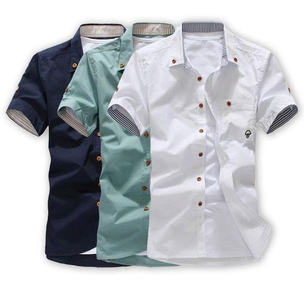 

men shirt mushroom embroidery short sleeve thin breathable casual shirts men's, White;black