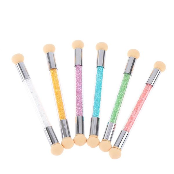 

nail brushes double-headed gradient for ombre nails manicure tool acrylic rhinestone handle sponge art brush, Yellow