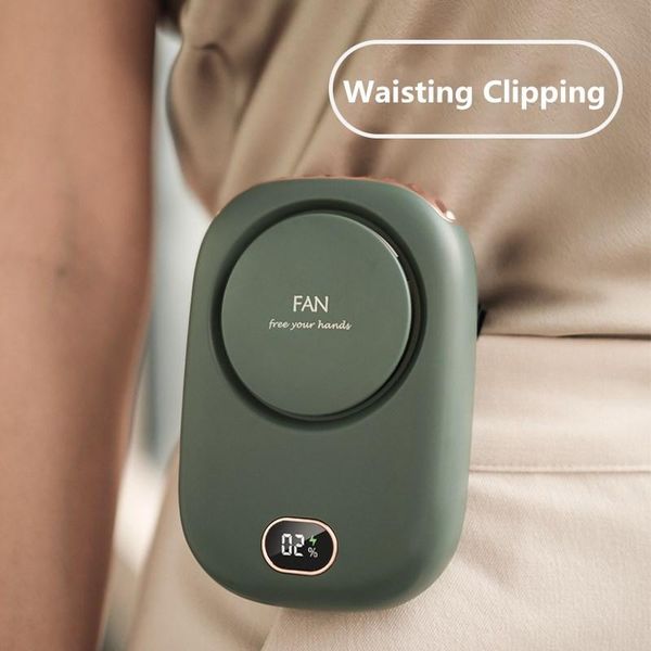 

2000mah rechargeable battery hanging on neck fan usb portable waist clip mini handheld for deskoutdoors with lcd display electric fans