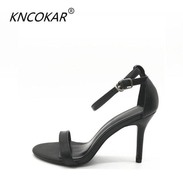 

dress shoes kncokar2021the 100 - lap women's ultra high heels, black leather leather, and a single word button-down sandals