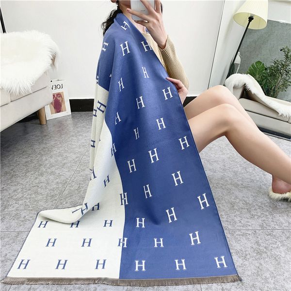 

winter warm scarf shawl dual purpose women's spring and thickened long cashmere like cape cape coat, Blue;gray