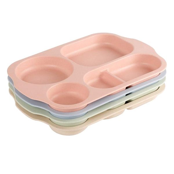 

dishes & plates -4 pcs wheat straw dinner plate-11 inch rectangle dishes,for children adult,perfect for salad,steak,fruit
