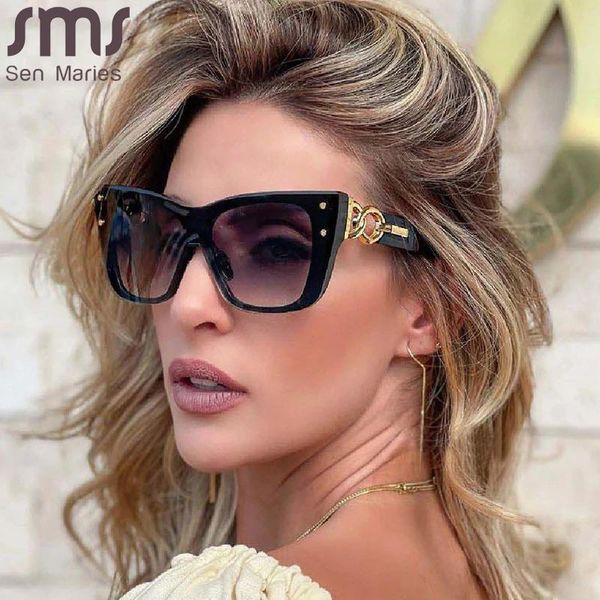 

sunglasses cat eye women brand designer oversized sun glasses men rivet punk goggle shades one piece uv400 oculos, White;black
