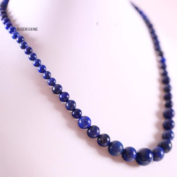 

pendant necklaces handmade beaded necklace natural stone round blue lapis for women jewelry gift e005, Silver