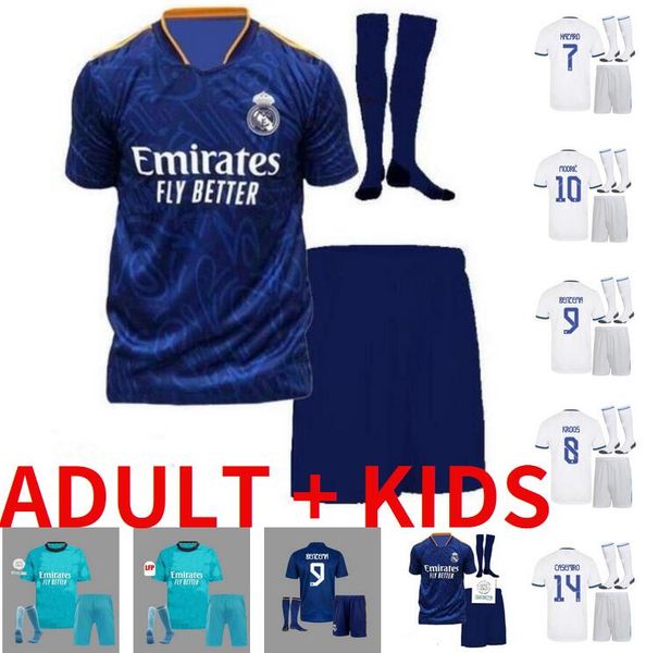 

21 22 real madrid soccer jerseys 2021 2022 mbapppe alaba hazard casemiro modric home away kids kit asensio isco marcelo football uniforms, Black;yellow