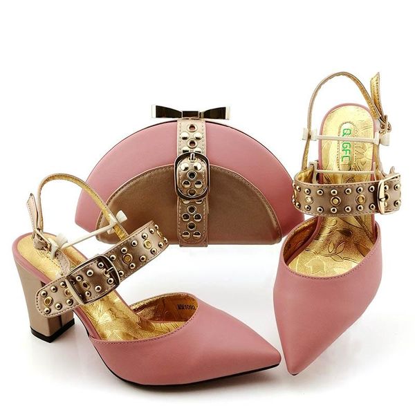

dress shoes metal decoration ladies with matching bags set pink color african and high heel women party pumps, Black