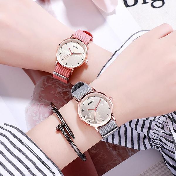 

wristwatches women watches fahion casual nylon strap quartz wrist gifts clock minimalsit ladies watch relogio feminino, Slivery;brown