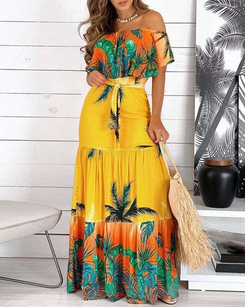

casual dresses long holiday dress with boho print, Black;gray